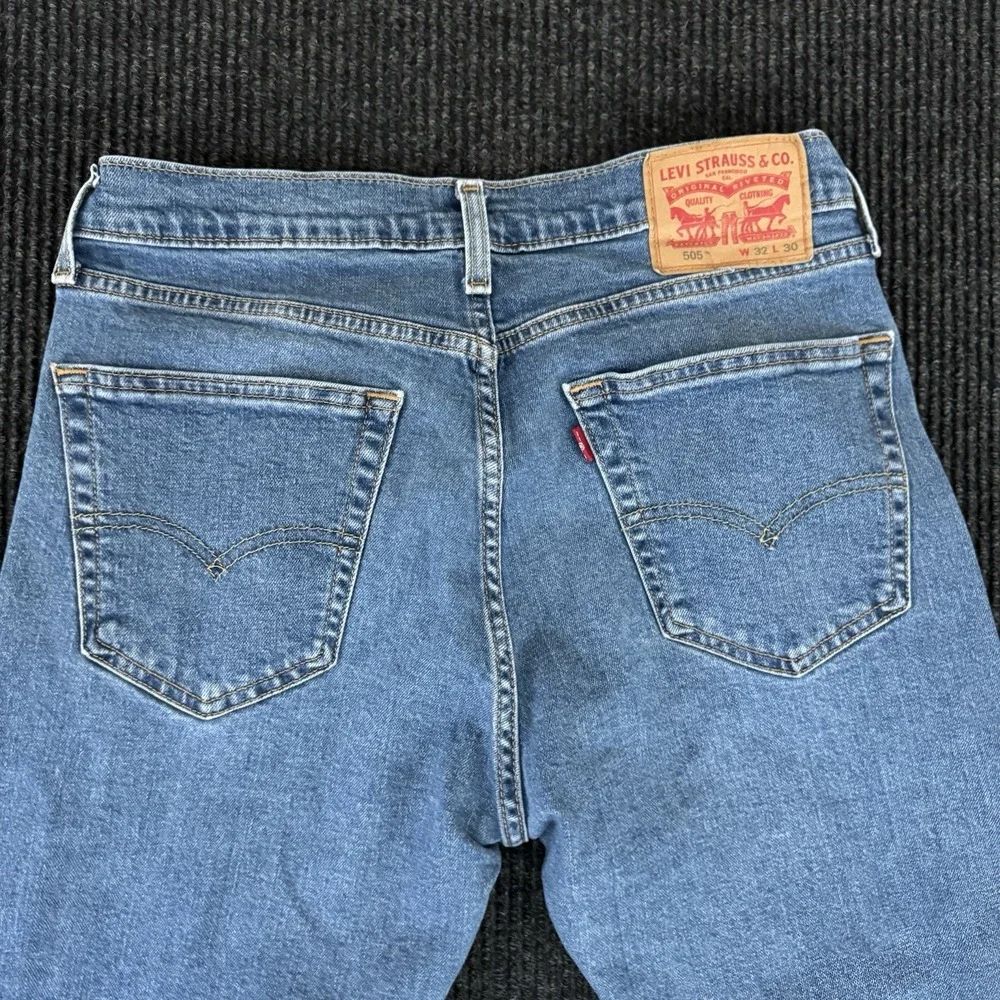 Levi's 505 Regular Fit Straight Leg Jeans Blue 32x30 Mens Denim Classic